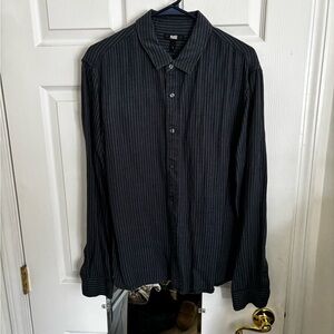 PAIGE Blue Shirt with Pinstripes - Men's Button-Down